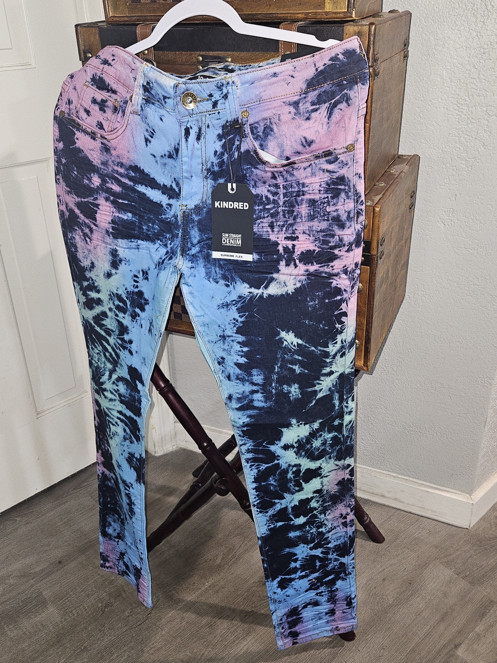 Kindred Slim Straight Tie Dye Denim Jeans Men’s NWT SupFlex Sz: 30,32,34,36,38